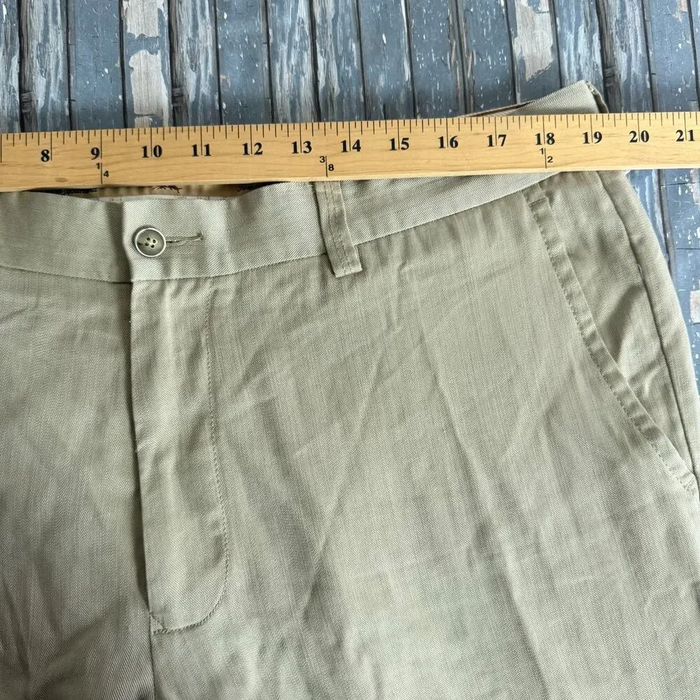 Tommy Bahama Mens Wool Blend Chinos 38x32 Tan Classic Business Preppy